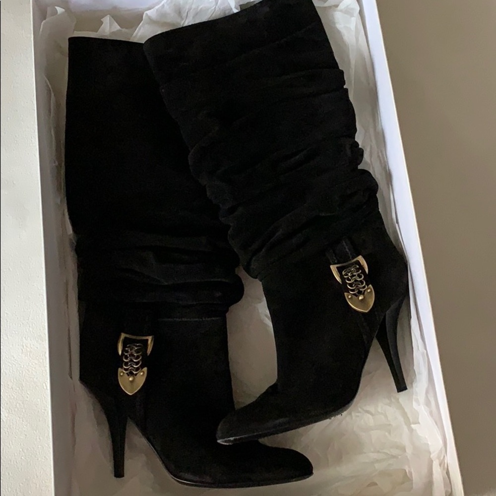 AUTHENTIC DIOR VINTAGE D CHAIN SUEDE BOOTS